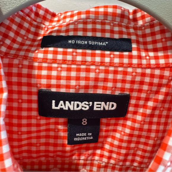 Lands End Size 8  Cotton Button Up Bundle x 3 Shirts Orange Pink Yellow‎ - Picture 2 of 9